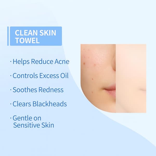 Clean Skin Ansigtsklude XL, Engangs Ansigtsklude (50 stk.) Plantebaserede Renseklude til hudpleje, Fjernelse af Makeup, Parfumefri Ansigtsklude