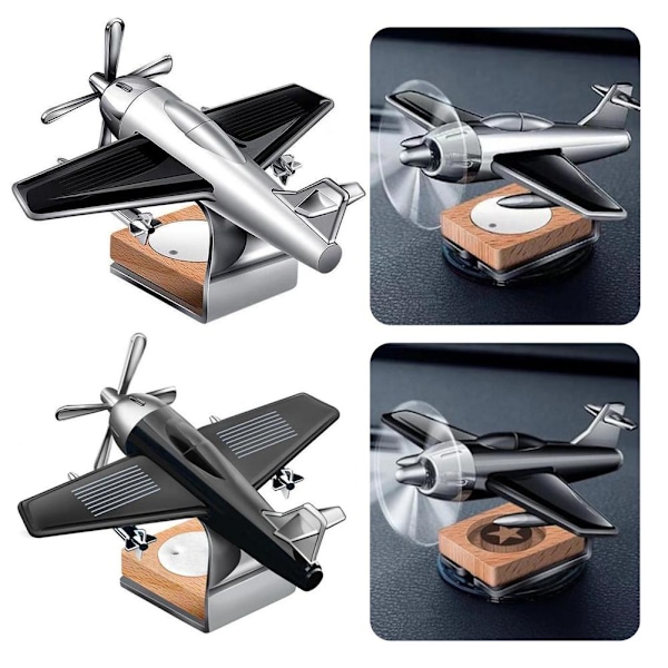 Bilinstrumentbräda Flygplansdekoration Solar Luftfräschare Diffuser Aromaterapi  silver 1pcs