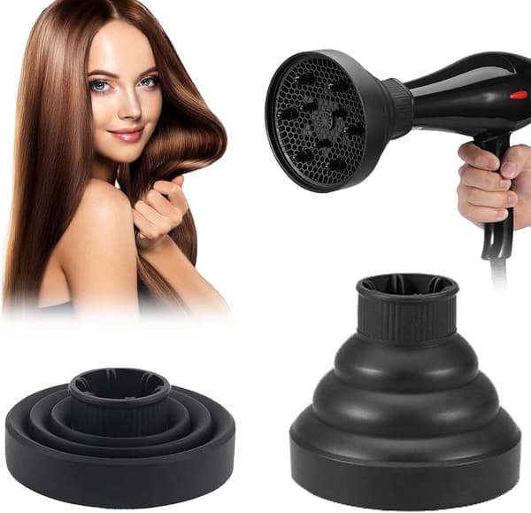 Svart diffuser hår universal, diffuser hårføner bærbar, diffuser hårføner, diffuser tilbehør til hårføner, diffuser, sammenleggbar hårføner, c