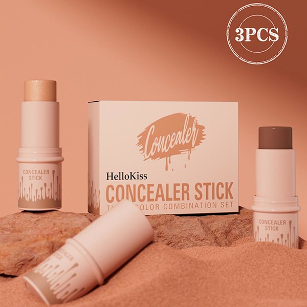 3 st Contour & Highlighter & Blush Stick, Contour Beauty Kit A set  6g*3