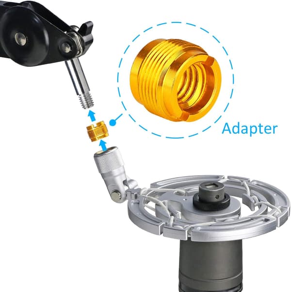 Boom Arm Adapter - Mikrofonstativ Skrueadapter, 5/8\" Han til 3/8\" Hun