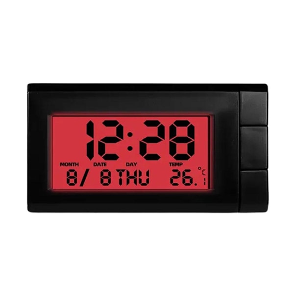 GHRYTY 2 i 1 Digital Biltermometer Klocka, Mini Digital Klocka för Bilinstrumentbräda, Elektroniska Klockor med Fäste, Universal LCD för Fordon red 1pcs