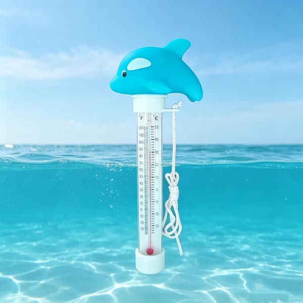 Pooltermometer, söt djurdesign, stor flytande, lättläst urtavla.