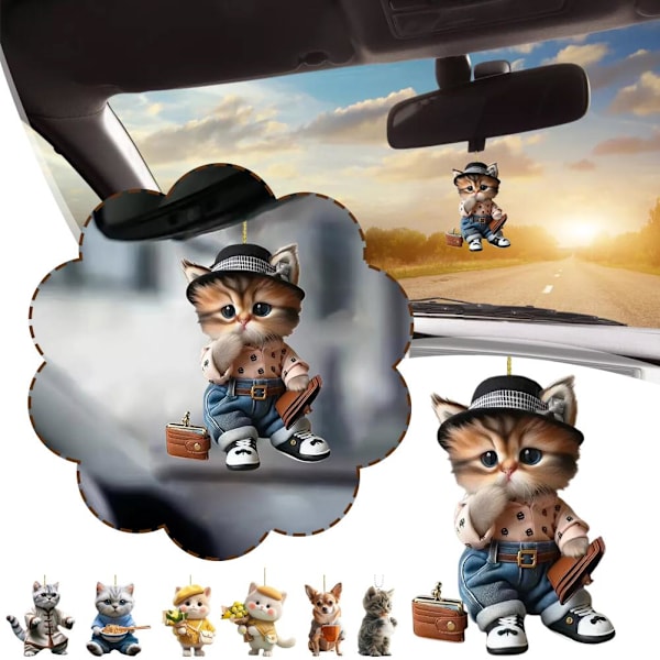 RYGRZJ Söt Katt Bil Hängande Ornament - Akryl Bil Backspegel G One size