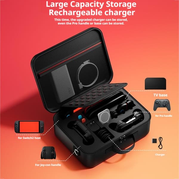 Nylonveske for Switch2-konsolltilbehør Oppbevaring Bæreveske Reiseveske Ny U0 black single handle