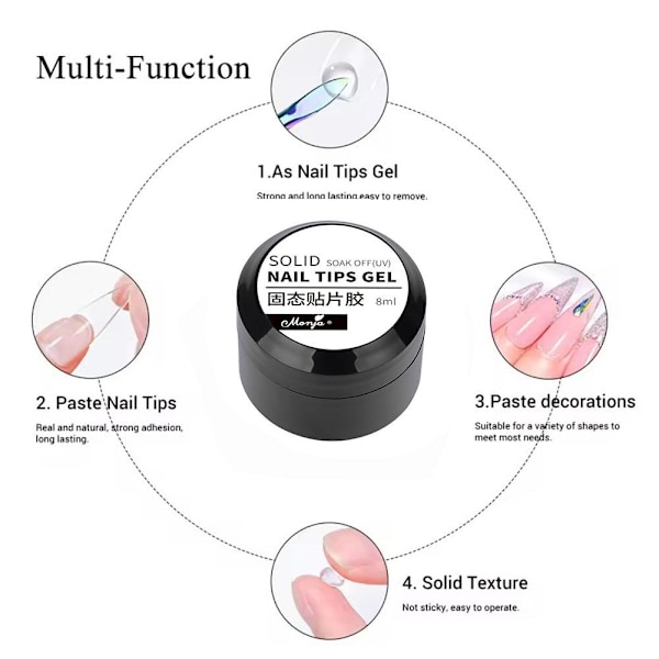 Solida Nageltips Gel Solid Sticker Nageltips Limklisterlapp 8ml 1pcs