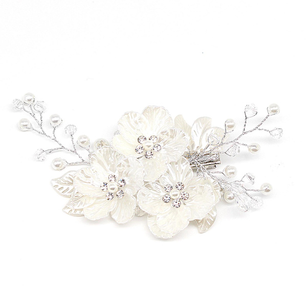 Kristall- och pärlblomma hårklämma för brud, från accessoire K8C L4K4