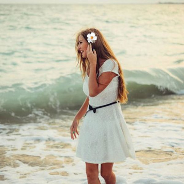 Hawaiiansk Hårklämma med Blomma, Realistisk Hibiskus Hårklämma, Böhmiska Blommor Håraccessoar för Dansare Bröllop Strandfest Hårklämma white one-size