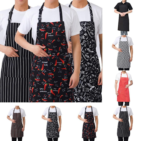 Förkläde Randigt Justerbart Halvlångt Vuxen Hotell Restaurang Kock Servitör Förkläde Kök Bakning H0y0 A One-size