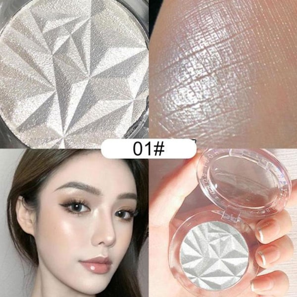 Fairy Diamond Powder Ansikte Skugga Highlight Rouge Pärlglitter Combo  1 # Moonlight Silver one-size