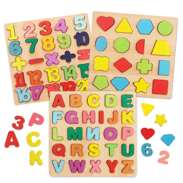 Träpussel Barn Pedagogisk Lärleksak Djurblock Gåva B6 I9M T6Q5 number onesize