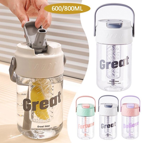Vattenkopp 600ml Kreativ Enkel Dryck Tonkopp Bärbar pink 800ml