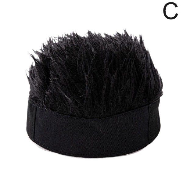 Hiphop-mössa med spikade falska hår för män kvinnor Retro Sho Black hat coffee hair adjustable