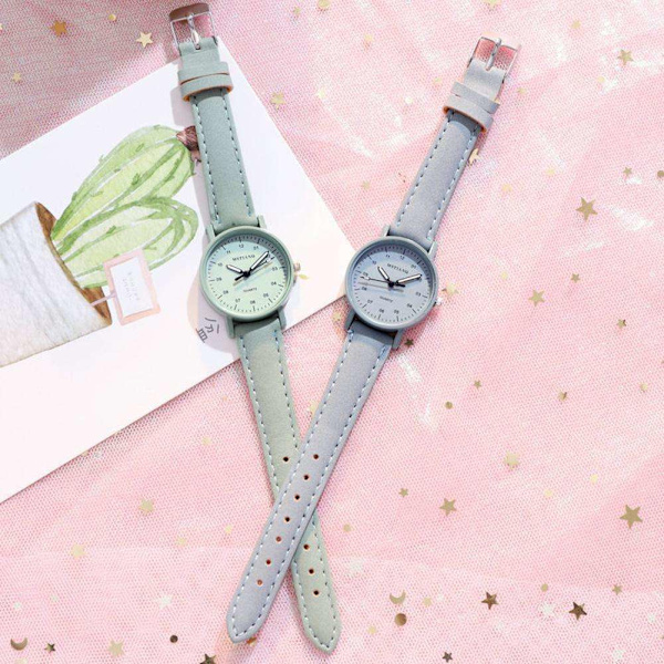 Fashionabel Damstudent Tecknad Sydkorea Damklocka Studentklocka| `AU. Forest green One size