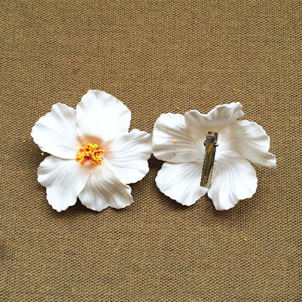 Hawaiiansk Hårklämma med Blomma, Realistisk Hibiskus Hårklämma, Böhmiska Blommor Håraccessoar för Dansare Bröllop Strandfest Hårklämma yellow one-size