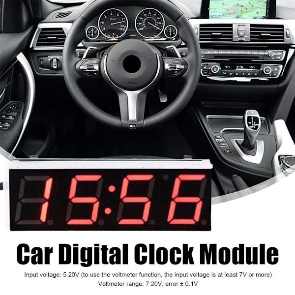 NY Bil Klocka Termometer Voltmeter 3-I-1 LED Display Digital V C 1pcs