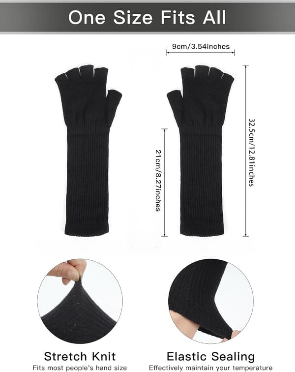 Vinterhansker uten fingre - Elastiske strikkede armvarmere (2 par)