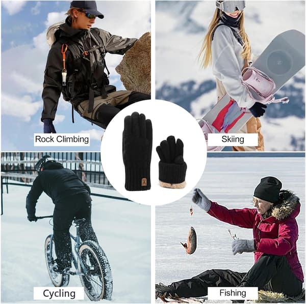 Långärmade vinterhandskar, unisex, förtjockade stickade handskar med fleecefoder, varma och elastiska, lämpliga för bilkörning, löpning, cykling.