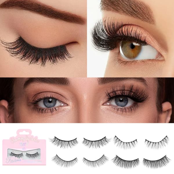 3D Ögonmakeup Tjocka och Böjda Lösögonfransar Set