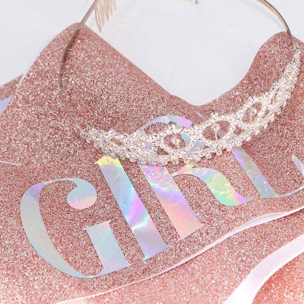 Födelsedag Tiara och Sash Kit Rhinestone Princess Crown for Birthd Rose Gold One size