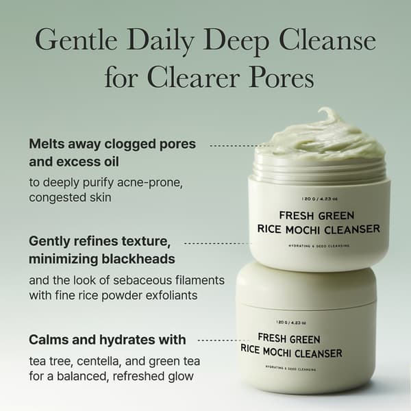 Grønn Ris Mochi Rensende Maske - Dyp Pore Rens 90g