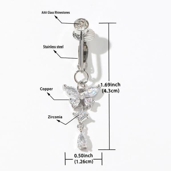 Piercingfri sommerfugl navle-ring Falsk navle-ring Ingen piercing Sexy navle