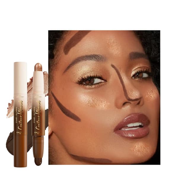 2-i-1 Ansiktshighlighter Luminizer Bronzer konturstift 26 Deep Rich