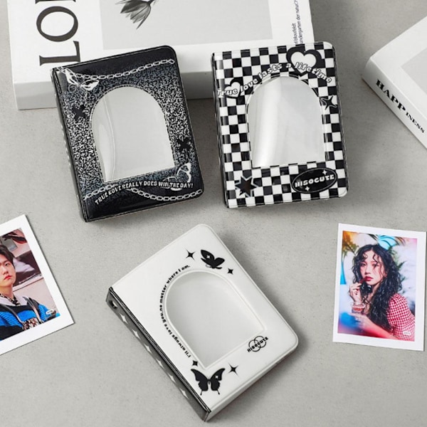 CZQIKEDA Mini Fotoalbum, 40 fickor Kpop Fotoalbumhållare, 3 tum white+black One-size