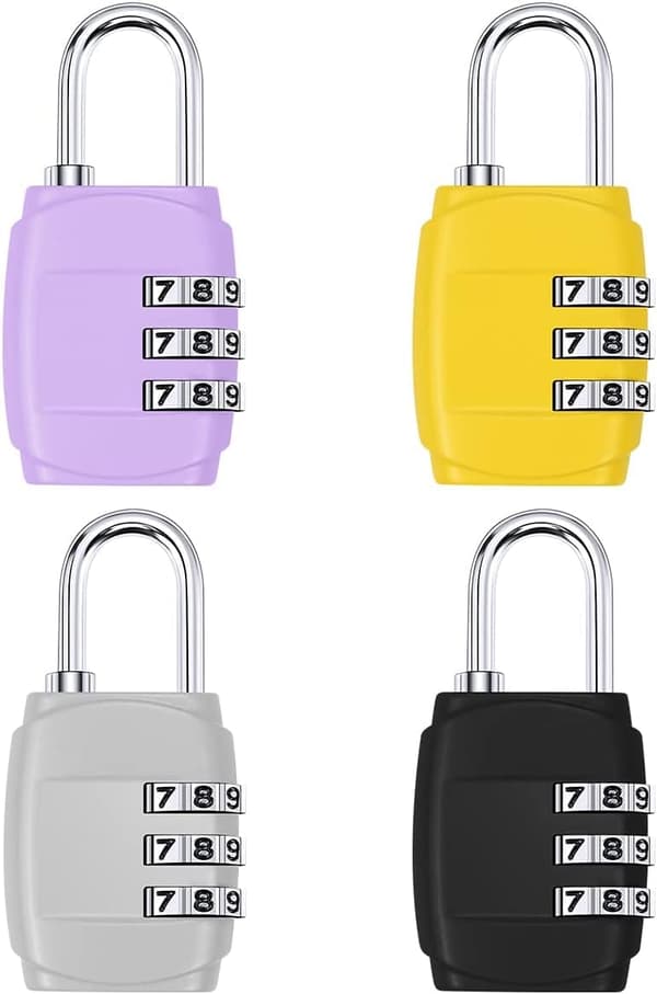 4-pack bagagelås - 3-siffriga kombinationshänglås