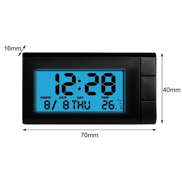 GHRYTY 2 i 1 Digital Biltermometer Klocka, Mini Digital Klocka för Bilinstrumentbräda, Elektroniska Klockor med Fäste, Universal LCD för Fordon red 1pcs
