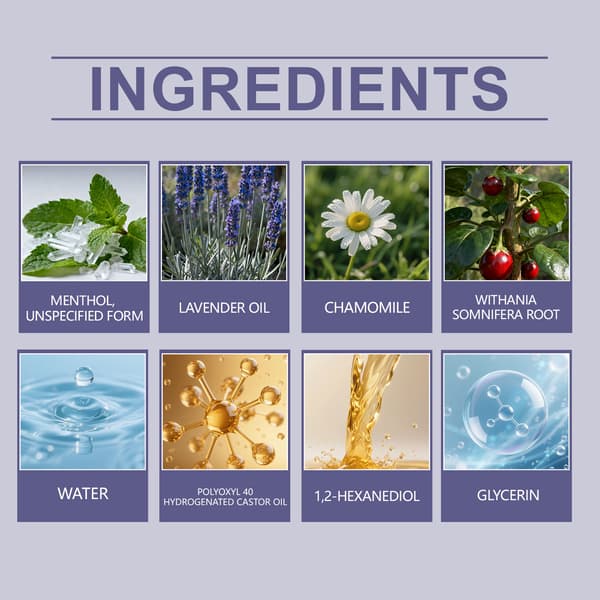 Lavendelduftende kropsdiffuserstick med milde ingredienser for at fremme afslappende søvn og nære kroppen.