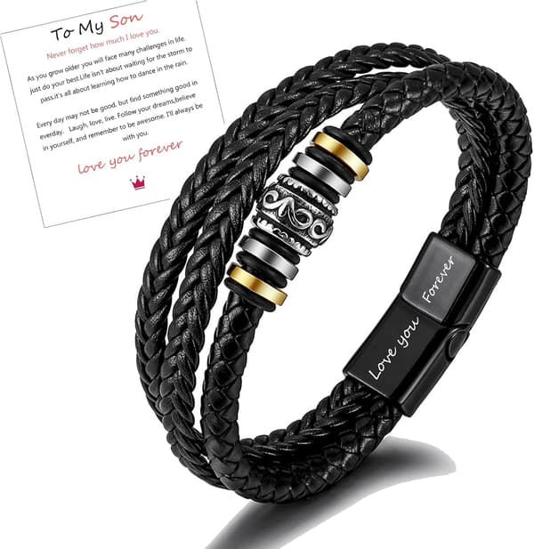 Inspirerende læderarmbånd til søn og barnebarn