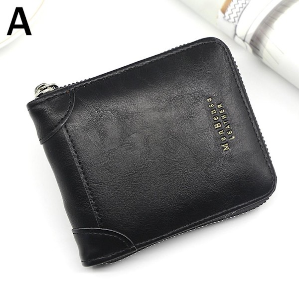 Ny Plånbok för Män, Mode, Stor Kapacitet, Vintage, Zip-Pengar Black One size