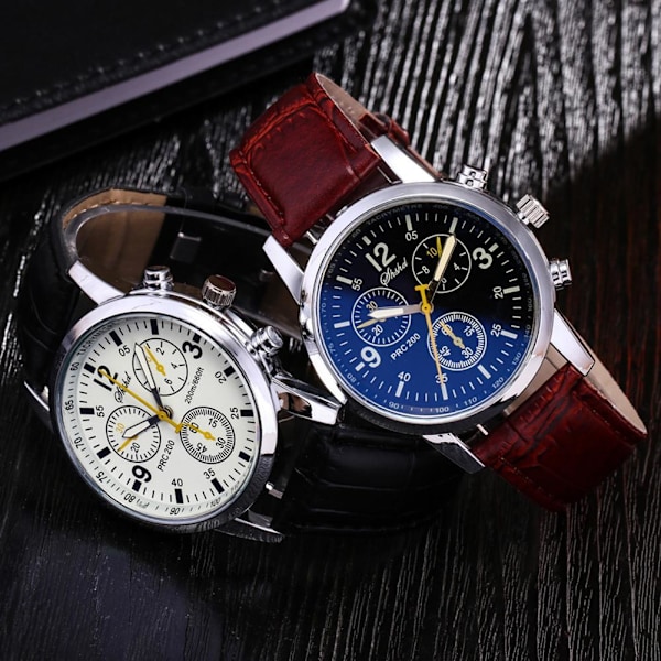 Herrar Läder Militära Casual Analog Kvarts Armbandsur Armbandsur black One-size