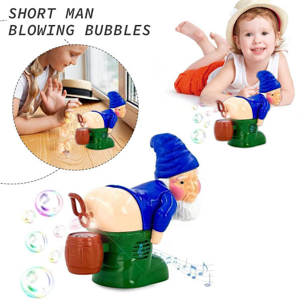 Kort Man Blåser Bubblor Automatisk Bubbelmaskin med Musik och Ljus T1