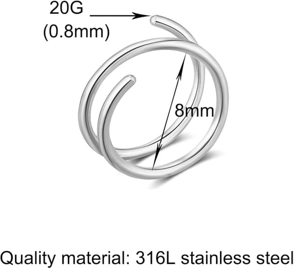 Dubbel näsring för kvinnor - Silver Spiral Näspiercing