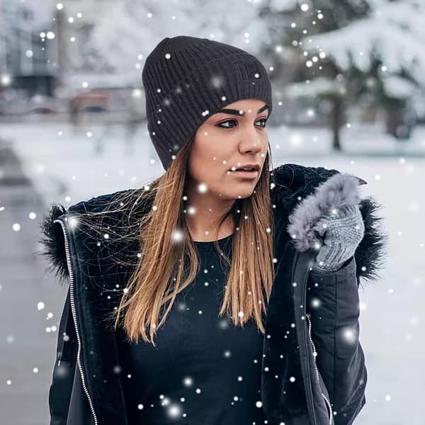 Unisex vintervarm stickad mössa, varm löparmössa, skidmössa med foder och fleecefoder