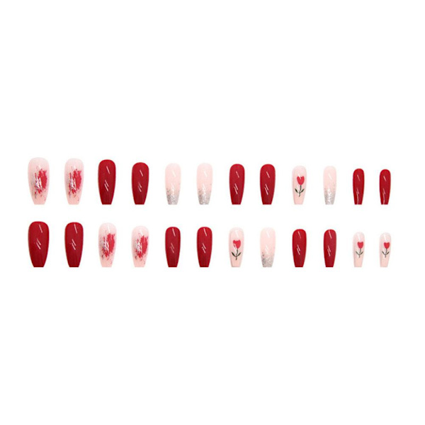 24st Nail Art Fake Nails DIY Fake Nail French Bling Finger Nail 6 one-size
