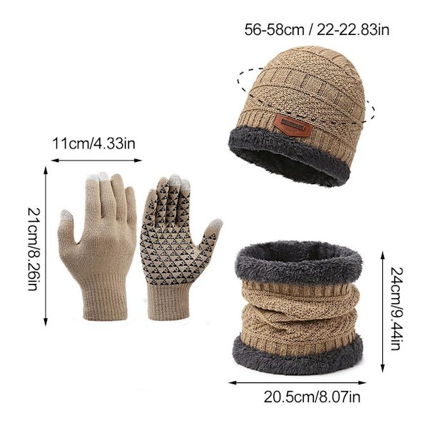 Vantar Vinter Varm Halsvärmare Mössa Halsduk Vantar Set Mössa Och Halsduk, Black One size