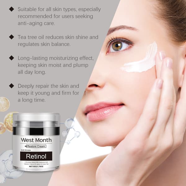 Retinol ansiktskrem - Reduserer fine linjer, hydrerer, fukter og nærer huden