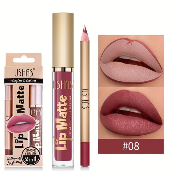 Lipgloss + læbeblyant + læbefarve + læbestift + langtidsholdbar læbepomade CS424A+B