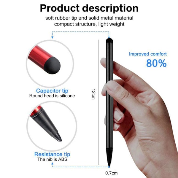 Kapacitiv penn-skärmstyluspenna för surfplatta iPad XCT1 mobiltelefon black 2in1