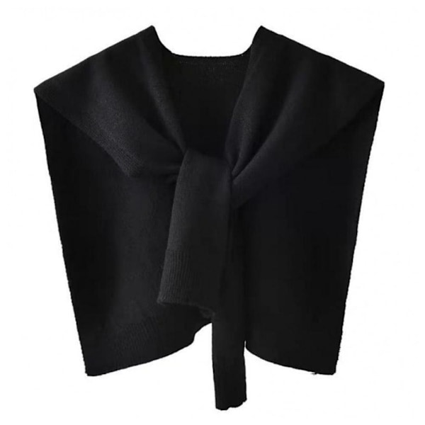 Stickad Sjal Väst-färgad Axel Sjal Tunn Kofta Med Falsk Krage Halsduk L6n0 black onesize