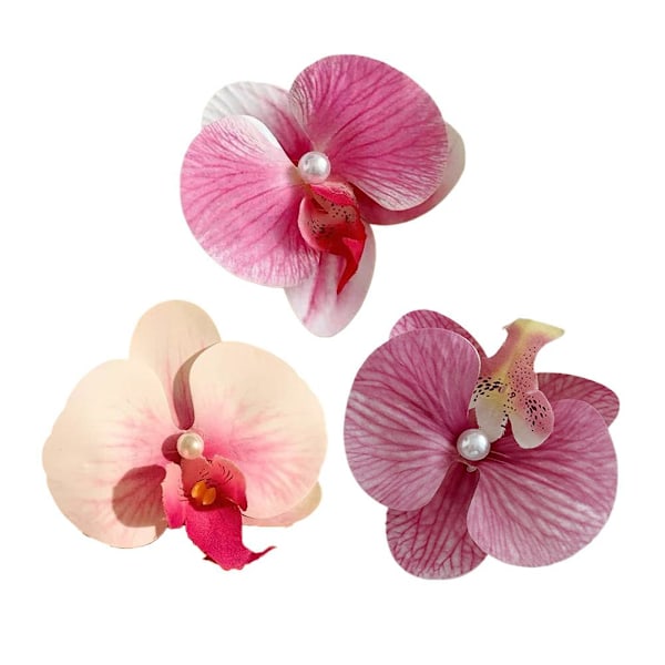 Fjärilsorkidé Pärlformad Hårklämma Orkidéblomma Hårklämma I 2pcs