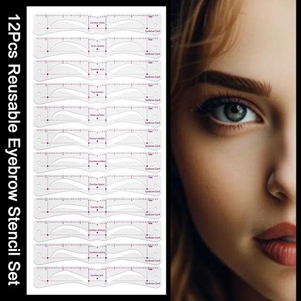 12 Style Fixerbar Ögonbrynsstencil Ett Steg Ögonbrynsstämpel Professionell Ögonbryn Ögonbrynsset Kortkit M9 Eyebrow card+rope One size