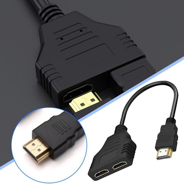 1*HDMI-kabel 1080P HDMI Splitter Port Hane till 1 Hona 2 Ut Adapter HDMI H-AU-