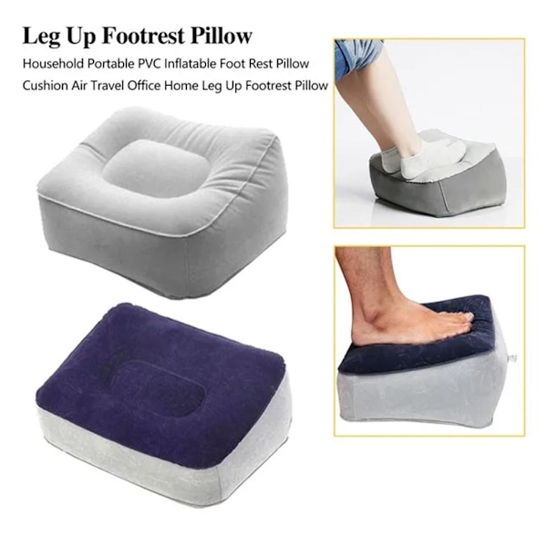 Bärbar mjuk fotstöd kudde PVC uppblåsbar fotstöd vikbar P blue one-size