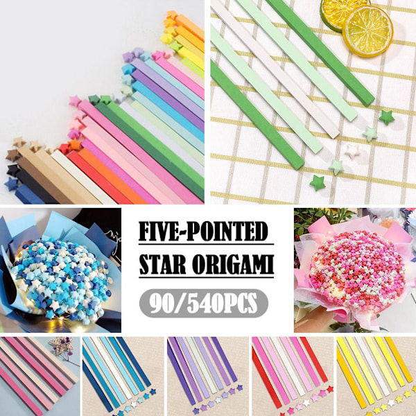 540 st Origami Stjärnpappersremsor, färgade pappersstjärnremsor Dubbel yellow 540pcs one-size
