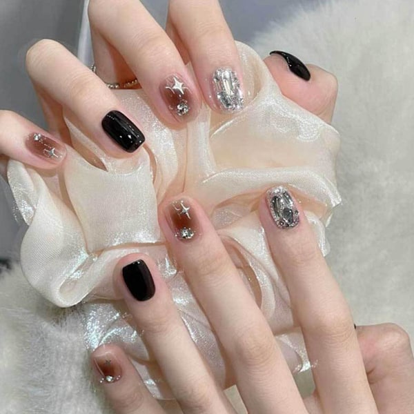 24 st Flickor Kvinnor Glänsande Kattögon Full Täckning Falska Nageldekorationer H 1set