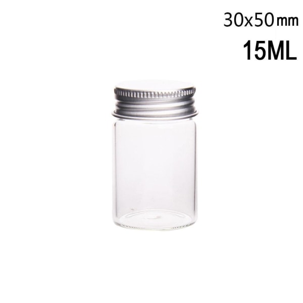 Glasflaskor Små Glasburkar Mini-burkar med Aluminiumsskruv Förvaring TransparentA S